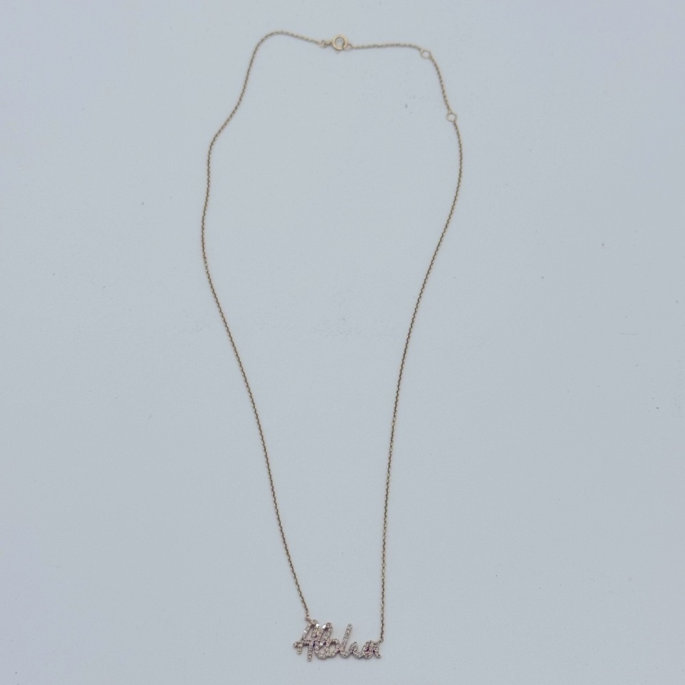 14K hold and diamond 16"  "Aloha" necklace